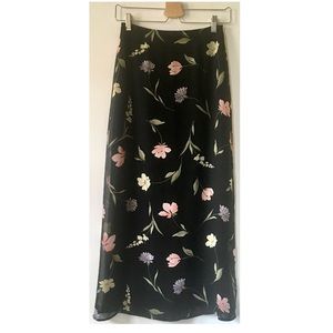 Express 90s Vintage Black Floral Skirt